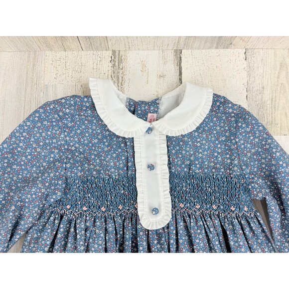 La Coqueta Blue Floral Smocked Girls Dress Sz 6 NWT - Picture 2 of 11